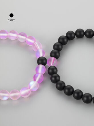 Dva náramky pro ženy, kombinace aqua aura a lávový kámen velikost korálků 0,8 cm 