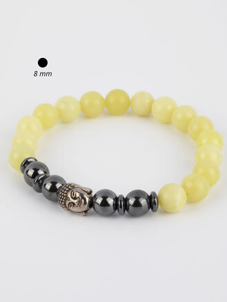 Exkluzivní náramek z korálků hematitu a jadeitu s Buddhou 