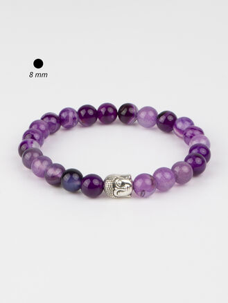 Krásný náramek z fialového achátu s motivem Buddhy