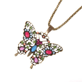 Luxusní etno náhrdelník ve tvaru motýla