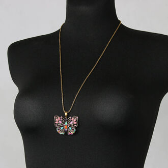 Luxusní etno náhrdelník ve tvaru motýla s barevnými korálky