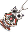 Krásný etno náhrdelník ve tvaru sovičky s barevnými krystaly