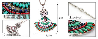 Krásný etno náhrdelník ve tvaru panenky s barevnými krystaly