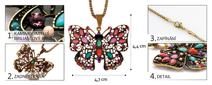 Přívěsek s řetízkem PK0215 ve tvaru motýla