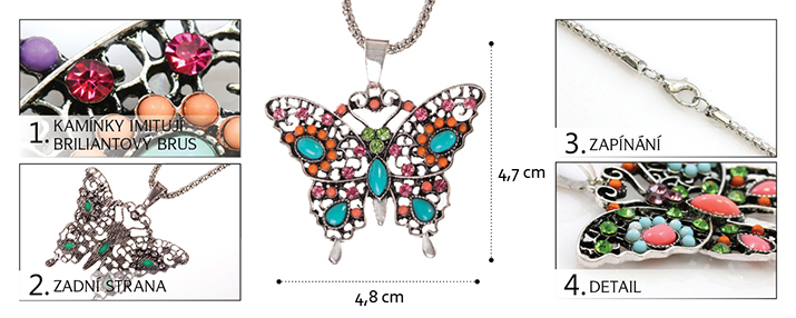 Přívěsek s řetízkem PK0216 ve tvaru motýla