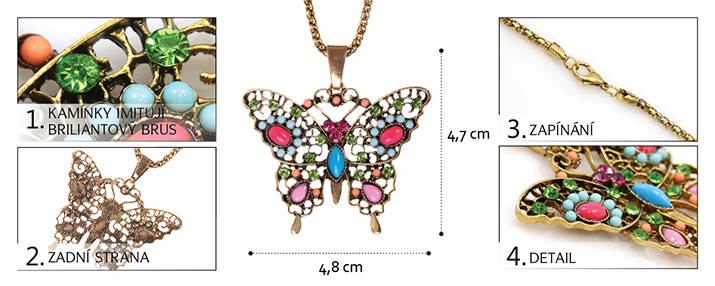 Přívěsek s řetízkem PK0217 ve tvaru motýla