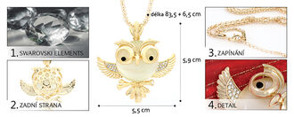 Náhrdelník s řetízkem sovička Swarovski elements