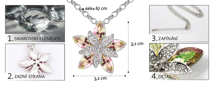 Přívěsek s řetízkem PK0218 s krystaly Swarovski elements