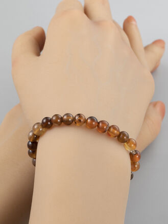 Jemný náramek z korálků hnědého achátu rozměr korálku 0,6 cm