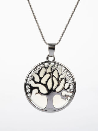 Krásný přívěsek ve tvaru kolečka s motivem stromu života s opálem 