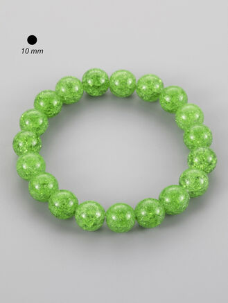 Exkluzivní náramek z barveného pukaného křišťálu, velikost korálků 1 cm zelené barvy