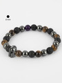 Exkluzivní náramek z korálků hematitu, tygřího oka a lávového kamene s helmou