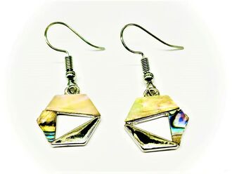 Krásné náušnice ve tvaru šestiúhelníku s perletí Paua