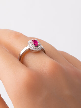 Prsten PINK OVAL se zirkony