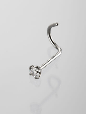 Nostril piercing do nosu s čirým krystalem z chirurgické oceli