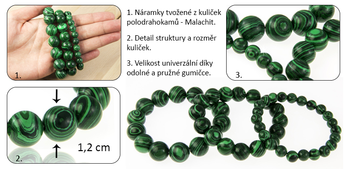 Náramek polodrahokam malachit 