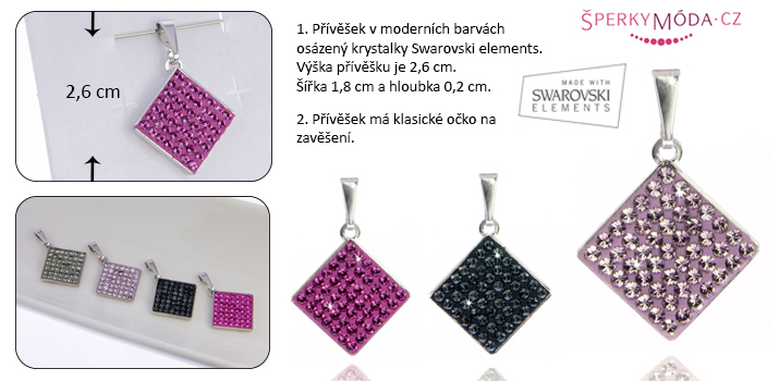 Přívěšek, Swarovski elements, krystalky, 