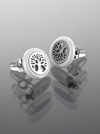 Exkluzivní náušnice ve tvaru stromu života z chirurgické oceli na barevném keramickém kolečku 