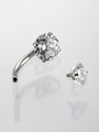 Banánek piercing do pupíku s čirými krystaly z chirurgické oceli