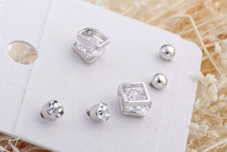 Náušnice 3 druhy čtverečky se zirkonem