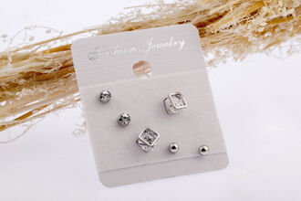 Náušnice 3 druhy čtverečky se zirkonem