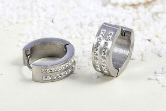 Náušnice kroužky dva pruhy chirurgická ocel