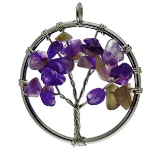 AMETYST  magický kulatý amulet Strom života
