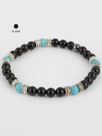 Exkluzivní drobný náramek z korálků tyrkenitu a onyxu