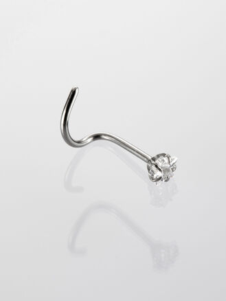 Nostril piercing do nosu s čirým krystalem ve tvaru hvězdičky z chirurgické oceli