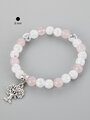 Krásný náramek z korálků pukaného křišťálu, magnezitu a růženínu s přívěskem stromu života