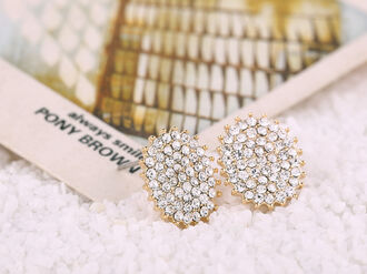 Náušnice oválky s krystalky