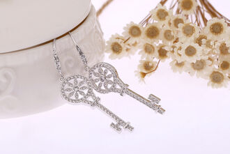 Náušnice klíče krystalky stříbrné