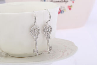 Náušnice klíče krystalky stříbrné