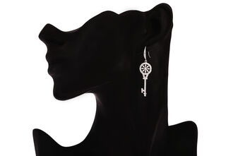 Náušnice klíče krystalky stříbrné