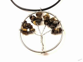 TYGŘÍ OKO velký magický kulatý amulet Strom života