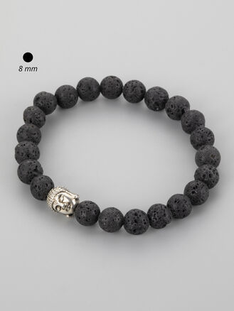 Krásný náramek z černé lávy s motivem Buddhy