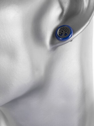 Exkluzivní náušnice ve tvaru stromu života z chirurgické oceli na barevném keramickém kolečku 