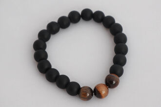 Kombinovaný pánský náramek (láva,tygří oko)