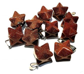 MERKABA Sluneční kámen hnědý malý přívěsek
