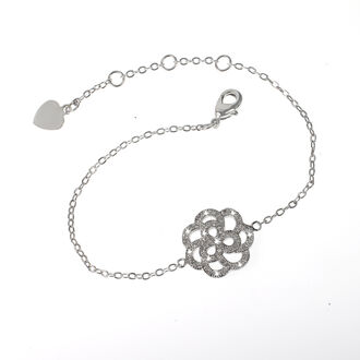 Náramek Silver Flower rhodiovaný se zirkony