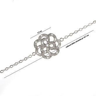 Náramek Silver Flower rhodiovaný se zirkony