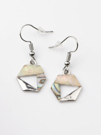 Krásné náušnice ve tvaru šestiúhelníku s perletí Paua