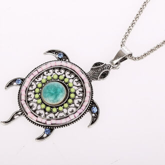  Náhrdelník etno želva stříbrná barva