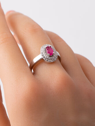 Prsten PINK OVAL se zirkony