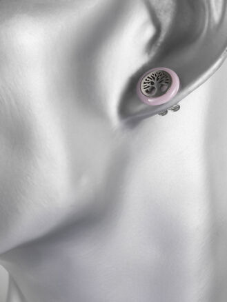 Exkluzivní náušnice ve tvaru stromu života z chirurgické oceli na barevném keramickém kolečku 