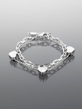 Luxusní náramek řetízek z chirurgické oceli se srdíčky 