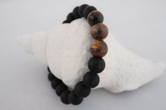 Kombinovaný pánský náramek (láva,tygří oko)