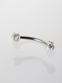 Banánek piercing do obočí s drobnými čirými krystaly z chirurgické oceli