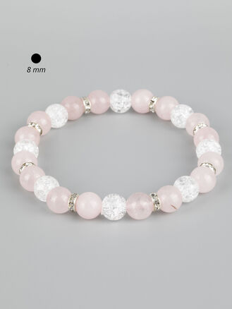 Exkluzivní náramek z korálků růženínu a pukaného křišťálu