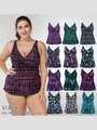 Modera Dámské plavky Tankini geometrický vzor svislý tři barevné varianty základ černá 